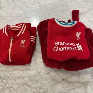 Liverpool FC Fan Starter Set - 6-9 onesie, 12-18 tracksuit, and 12-18 bathrobe